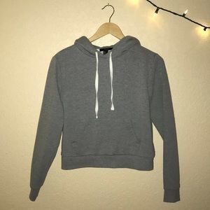 forever21 cropped gray hoodie